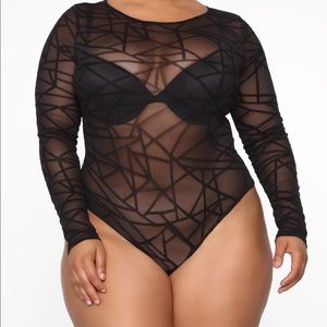 Fashion Nova Take Notice Bodysuit Black 1X NWT